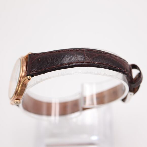 Vintage Seiko Petite Roman 26mm Watch Brown Croco Leather V700-6091 New Battery